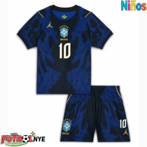 Camiseta Brasil Vinicius Junior #10 Visitante Equipación para niños Mundial 2026 manga corta (+ pantalones cortos)